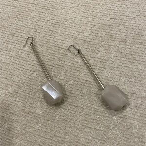 Silver and Cream Geometric Drop Earrings